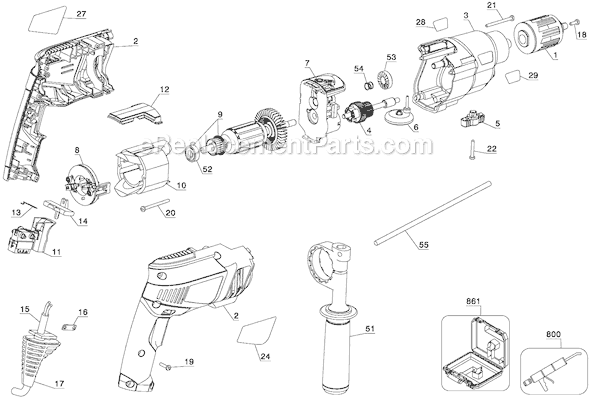 Page A Diagram and Parts List for FS8000HD Type 2 Black and Decker Electric Drill